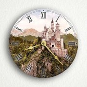 Neuschwanstein Castle Vintage Photograph 6" Silent Wall Clock (Includes Desk/Table Stand)