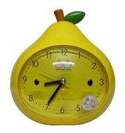 Creative Cartoon Cute Pear Shape Night-Light Alarm Clock Mute Alarm Clock (Yellow)