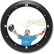 Shop Mantra Shikhar Dhawan Minimal Round Analog Wall Clock (Black)