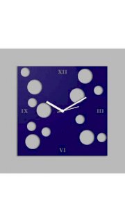 Creative Width Decor Polka In Square Style Blue Wall Clock