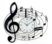 Janya Design Large Black Wrought Iron Clock. Musical Notes