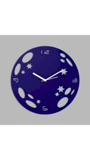 Creative Width Decor Stars And Planets Blue Wall Clock