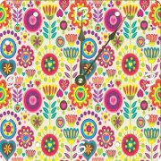 Rikki KnightTM Retro Multi Colored Flower Designs Design 6" Art Desk Clock