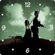 Rikki KnightTM Combat Soldiers on Aqua Background Design 6" Art Desk Clock