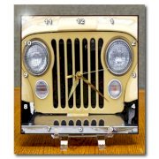 3dRose dc_60504_1 Grill of a Yellow Jeep Desk Clock, 6 by 6-Inch
