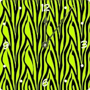 Rikki KnightTM Lime Green Zebra Design Design 6" Art Desk Clock