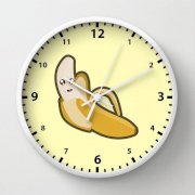 Đồng hồ treo tường Society6 Kawaii banana