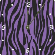 Rikki KnightTM Zebra Design on Purple Design 6" Art Desk Clock