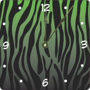 Rikki KnightTM Zebra Design on Dark Green Design 6" Art Desk Clock