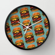 Đồng hồ treo tường Society6 Double Cheeseburger Pattern