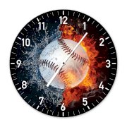 Đồng hồ treo tường Clockadoodledoo Baseball Ball Fire Water