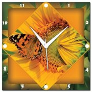 Amore Butterfly On Flower Analog Wall Clock (Multicolor)