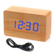 TOOGOO(R) Modern Wooden Wood USB/AAA Digital LED Alarm Clock Calendar Thermometer New