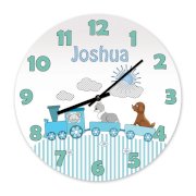 Đồng hồ treo tường Clockadoodledoo Boy Train Joshua – Customize Your Name