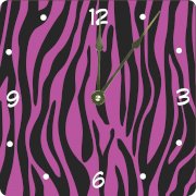 Rikki KnightTM Zebra Design on Tropical Pink Design 6" Art Desk Clock
