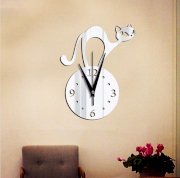 Real Acrylic Quartz Watch Wall New Cat Home Decoration Novelty Clock Safe Modern Design Decor