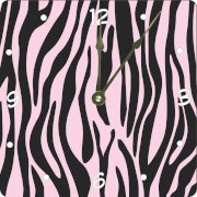 Rikki KnightTM Zebra Design on Light Pink Design 6" Art Desk Clock