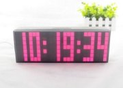 Xuuyuu (TM)Large Big 4 6 Digit Jumbo LED Digital Alarm Calendar Snooze Wall Desk Clock (pink, 6-digit version)