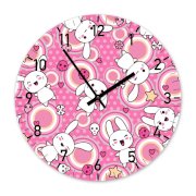 Đồng hồ treo tường Clockadoodledoo Cute Bunnies on Pink Background