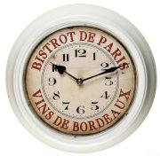 Đồng hồ treo tường Houzz: Adeco White Iron Vintage-Inspired Wall Clock "Bistrot de Paris"