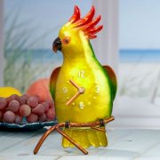 10.5" In the Birches Hand-Painted Cockatoo Bird Table Top Clock Figure