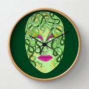 Đồng hồ treo tường Society6 green visage