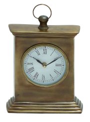 Benzara Pillar Shaped Wooden Table Clock, Walnut