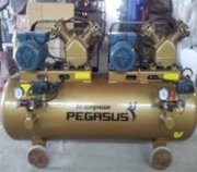 Máy nén khí dây đai 2 đầu nén, 2 mô tô PEGASUS TM-V-0.25/12.5 x2-230L