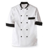Áo bếp nam vải thô trắng cộc tay TL-A6