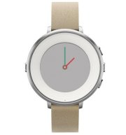 Đồng hồ thông minh Pebble Time Round Silver with Stone Leather