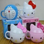 Cốc có nắp Hello Kitty, Doremon SPKT17