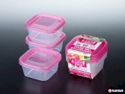 Set 3 hộp nhựa 380ml màu hồng Nakaya Nhật