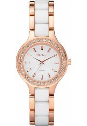 Đồng hồ DKNY Broadway Women's White Ceramic and Rose Gold Ion Plated Stainless Steel Bracelet 30mm NY8141