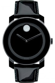 MOVADO Bold Black Dial Patent Leather Unisex Watch 3600345, 42mm
