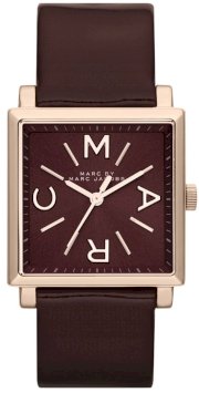MARC JACOBS Truman Maroon Patent Leather Rose Gold Tone Watch 30mm MBM1277