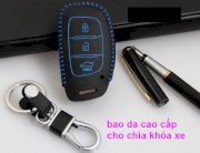 Bao da bọc chìa khóa cho xe Kia Sportage 2014 mẫu khâu tay