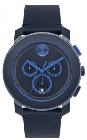 MOVADO Bold Chronograph Navy Blue Dial Blue Leather Men's Watch 3600349, 43.5mm