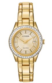 CITIZEN Silhouette Crystal Dress Analog Display Japanese Quartz Gold Watch 28mm  Eco-Drive J710
