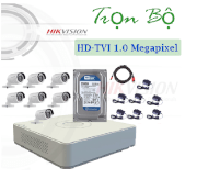 Trọn Bộ 7 Camera 1.0 Megapixel Hikvision DS-2CE16D1T-IR (hoặc DS-2CE56D1T-IR) + Hikvision DS-7208HGHI-SH