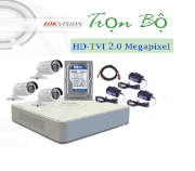 Trọn Bộ 3 Camera 2.0 Megapixel Hikvision DS-2CE16D1T-IR (hoặc DS-2CE56D1T-IR) + Hikvision DS-7204HGHI-SH