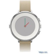 Đồng hồ thông minh Pebble Time Round 14mm Silver with Stone Leather