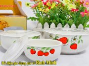 Bộ thố sứ 3 cái có nắp nhựa