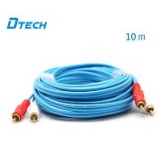 Dây loa AV 2-2 dài 10m Dtech DT-6204. Đầu mạ vàng 24K hàng chính hãng (#1870)