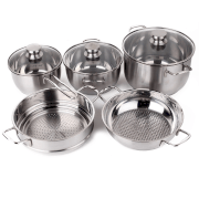 Bộ 5 nồi xửng chảo inox nắp kính