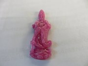 Mặt dây chuyền Phật Quan âm  đá Ruby hồng dài 4,5 cm