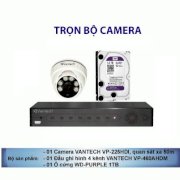 Trọn bộ 1 camera AHD VANTECH VP-225HDI, 01 Đầu ghi VP-460AHDM, 01 Ổ cứng 1TB