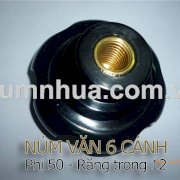 Núm vặn 6 cánh Doti Ø50 - Răng trong 12 mm