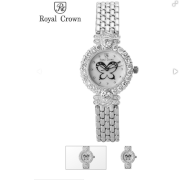 Đồng hồ Royal Crown 3844 dây thép kim trắng