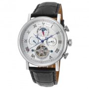 Đồng hồ nam Lucien Piccard Men's 'Ottoman' Automatic Stainless Steel and Leather Casual Watch, Color:Black (Model: LP-40012A-RG-02S)
