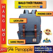 Ba lô vải unisex nắp gập màu xanh nhạt | eu_balo_wenjie_ lightblue